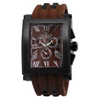 Aquaswiss 64XG015 Chronograph Black Stainless Steel Case Brown Silicon Strap XL Watch: Watches