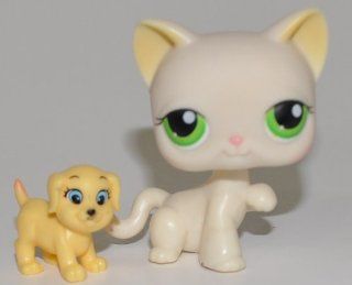 Shorthair Kitten #456 with Toy (Cream, Green Eyes, Yellow Tail,)   Littlest Pet Shop (Retired) Collector Toy   LPS Collectible Replacement Single Figure   Loose (OOP Out of Package & Print): Everything Else