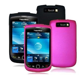 Combo 2IN1 Colorful (Hot Pink + Black) Rubber Feel Snap On Hard Protective Cover Case Cell Phone for RIM BlackBerry Torch 9800 / Torch 9810 / 9810 4G / Torch 2: Cell Phones & Accessories