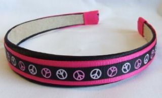Peace Sign Girls Headband (Black & Hot Pink): Clothing