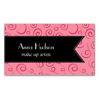Whimsical Trendy Chic Swirls Pale Pink, Black Business Cards