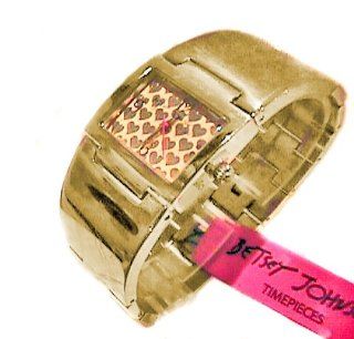BETSEY JOHNSON BJ00042 02 Gold Tone Hearts Women's Bangle Stainless Steel Bracelet Watch: Betsey Johnson: Watches