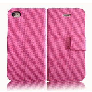 Bfun Hot Pink Denim Cloth Style Wallet Leather Cover Case for Apple iPhone 4 4G 4S AT&T Verizon Sprint: Cell Phones & Accessories