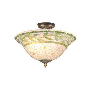 Dale Tiffany TH70655 Mosaic Semi Flush Mount Light, Antique Brass and Mosaic Shade   Close To Ceiling Light Fixtures  