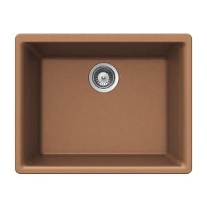 HOUZER Gemo Series Undermount Granite 23.625x18.313x8.688 0 hole Single Bowl Kitchen Sink in Cayenne GEMO N 100U CAYENNE