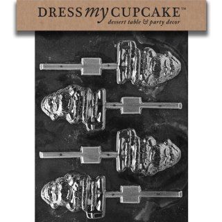 Dress My Cupcake DMCC100 Chocolate Candy Mold, Santa with Package Lollipop, Christmas: Candy Making Molds: Kitchen & Dining