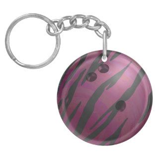 Bowling Ball Tiger Pink Acrylic Keychains