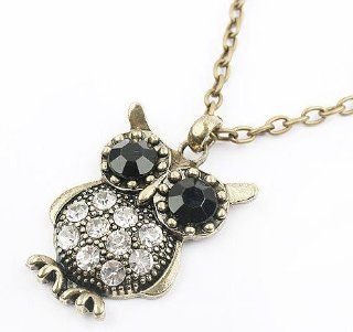 BUYINHOUSE Antique Vintage Retro Adorable Cute Jewelry Rhinestone Full Body Gem Owl Long Necklace Pendant For Sweaters Hoodies : Sports & Outdoors