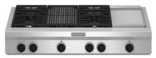 Kitchenaid KGCU484VSS Commercial Style Gas Cooktop Appliances