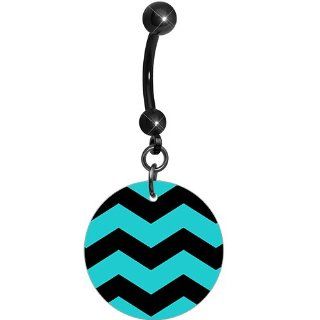 Turquoise Black Chevron Dangle Belly Ring Body Candy Jewelry