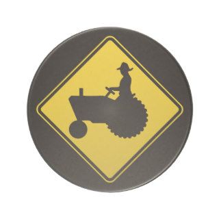 Funny Farm Tractor Road Sign Warning Beverage Coasters