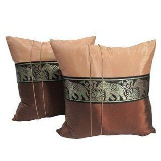 2 Beautiful Thai Silk Pillow Covers for decorate Living Room, Bed Room, Sofa, Car / Size 16 X 16 Inches Code 1001  Throw Pillow Covers