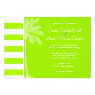 Electric Lime Horizontal Stripes; Palm Personalized Invite