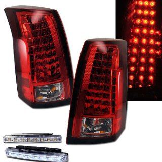 2003 2007 CADILLAC CTS SEDAN REAR BRAKE TAIL LIGHTS RED/CLEAR+LED BUMPER RUNNING: Automotive