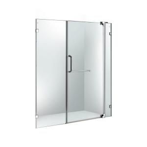 Vigo 54 in. x 60 in. Adjustable Frameless Pivot Shower Door in Chrome with Clear Glass VG6042CHCL60