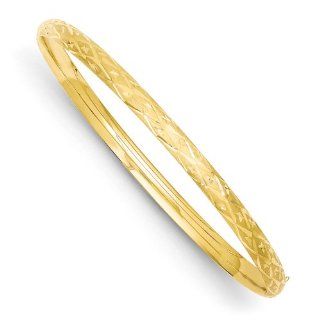 Gold and Watches 14k 2/16 Diamond cut Fancy Hinged Bangle Bracelet: Jewelry