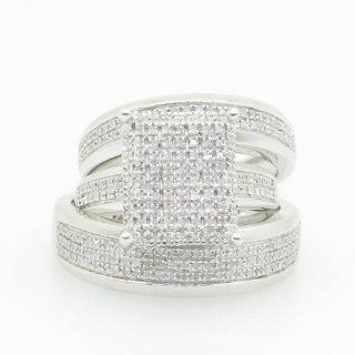 Womens Jaidy .925 Italian Sterling Silver round cut 0.80 diamond engagement ring: Jewelry