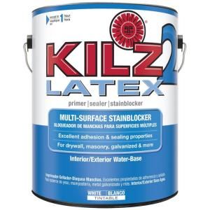KILZ 2 1 gal. White Water Based Latex Interior/Exterior Multi Surface Primer, Sealer and Stain Blocker 20941