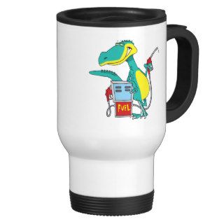 dinosaur gas pump fossil fuel cartoon coffee mug