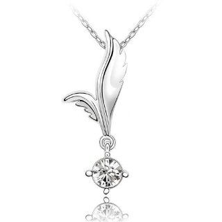 Elegant Solitaire Clear Crystal Wings Pendant Necklace 478 Jewelry