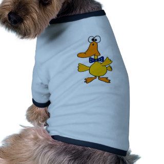 VV  Funny Duck in a Blue Polka Dot Bow Tie Cartoon Doggie Shirt
