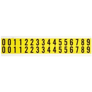 Brady 34210 9/16" Width x 3/4" Height, B 498 Repositionable Vinyl Cloth, Black on Yellow 34 Series Consecutive Markers, Legend "0 thru 9": Industrial Warning Signs: Industrial & Scientific