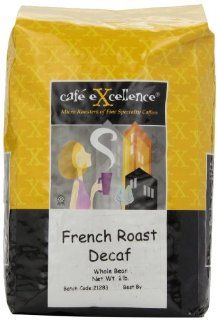 Cafe Excellence French Roast, Decaffeinated Whole Bean Coffee, 2 Pound Bag : Grocery & Gourmet Food