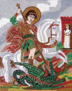 17x22" St George Glass Mosaic Art Tile Panel Wall Icon: Home Improvement