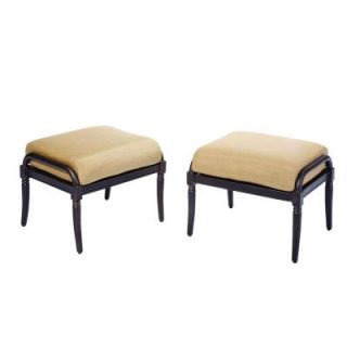 Hampton Bay Madison Patio Ottomans with Textured Golden Wheat Cushions (2 Pack) DISCONTINUED 13H 001 OT PR