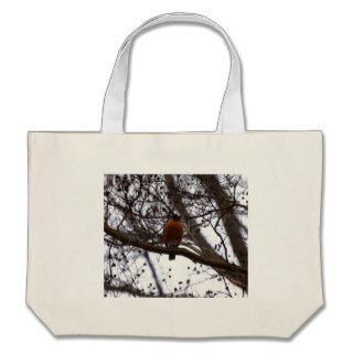 Bird sitting on branch canvas bags