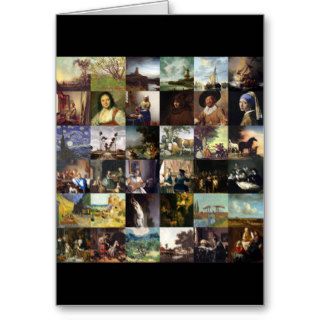 Collage of paintings of van Gogh, Vermeer, etc Greeting Card