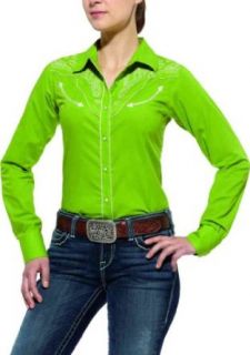 Ariat Women's Jude Embroidered Yoke Retro Western Shirt Green Large