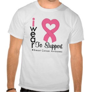 Breast Cancer Heart Ribbon Awareness Tee Shirt
