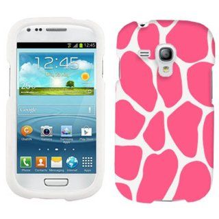 Samsung Galaxy S3 Mini Pink Giraffe Print on White Cover Case Cell Phones & Accessories