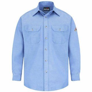 Bulwark Flame Resistant 5.5 oz Cotton/Nylon Excel FR ComforTouch Uniform Shirt with Straight Back Yoke, Topstitched Cuff, Chambray: Industrial & Scientific