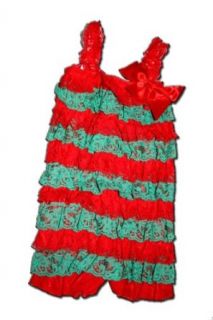 MERRY CHRISTMAS RED & GREEN ROMPER Baby Petti Romper: Infant And Toddler Rompers: Clothing