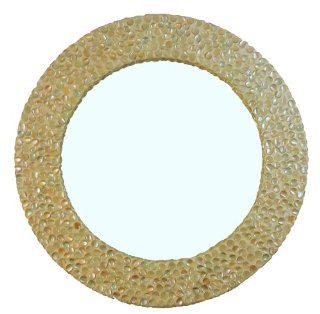18" Round Circle Ivory Handmade Mother of Pearl Hanging Wall Mirror   Wall Mounted Mirrors