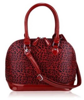 Womens Red Tote Animal Print Fashion Shoulder Handbag KCMODE: Clothing