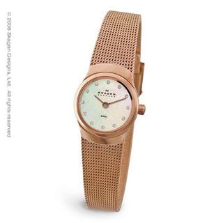 Skagen Women's Crystal Accented MOP Copper Mesh Watch #502XSRR: Skagen: Watches