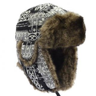 Classic Fairisle Fur Trapper Earflap Hat, Black/White at  Womens Clothing store