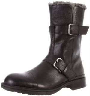 Calvin Klein Men's Gian Double Buckle Boot, Black, 9.5 M US: Shoes