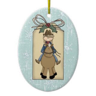 Cowgirl Riding Horse Gift Tag Keepsake Ornament