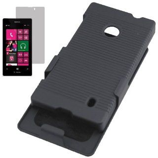BW Hard Cover Combo Case Holster for T Mobile, AT&T, MetroPCS Nokia Lumia 521, Lumia 520 + Fitted Screen Protector  Black: Cell Phones & Accessories