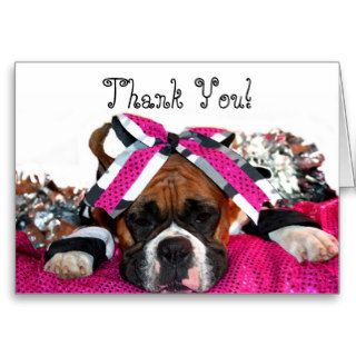 Thank You Cheerleader Boxer greeting card