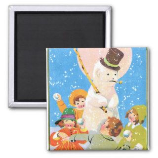 Frosty The Snowman and Children Refrigerator Magnet