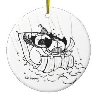 Sledding Pugs Christmas Ornaments