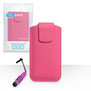 Nokia Lumia 525 Case Hot Pink Lichee Leather Pouch Cover With Mini Stylus Pen: Cell Phones & Accessories