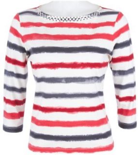 Hearts of Palm Petite Well Red Stripe Top Beige multi Medium at  Womens Clothing store