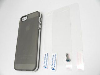 iPhone 5 (GRAY) Candy See thru Series   Transparent Case With Soft Gel Rubberized TPU Color See thru Back Cover Case & "White" Plastic Frame Border   For Apple iPhone 5 AT&T / Verizon / Sprint ** (Boundled: Front Clear Screen Protector &a