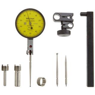 Mitutoyo 513 415T Dial Test Indicator, Full Set, Horizontal Type, 4mm Stem Dia., Yellow Dial, 0 50 0 Reading, 40mm Dial Dia., 0 1mm Range, 0.01mm Graduation, +/ 0.01mm Accuracy: Industrial & Scientific